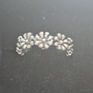 Floral Silver Tone Ring